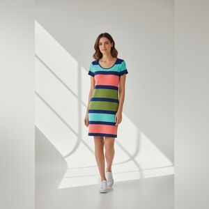 Joseph Ribkoff Color Panel Stripe Sheath Dress Size 10